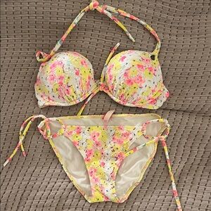 Victoria's Secret Floral Bikini - Yellow and Pink